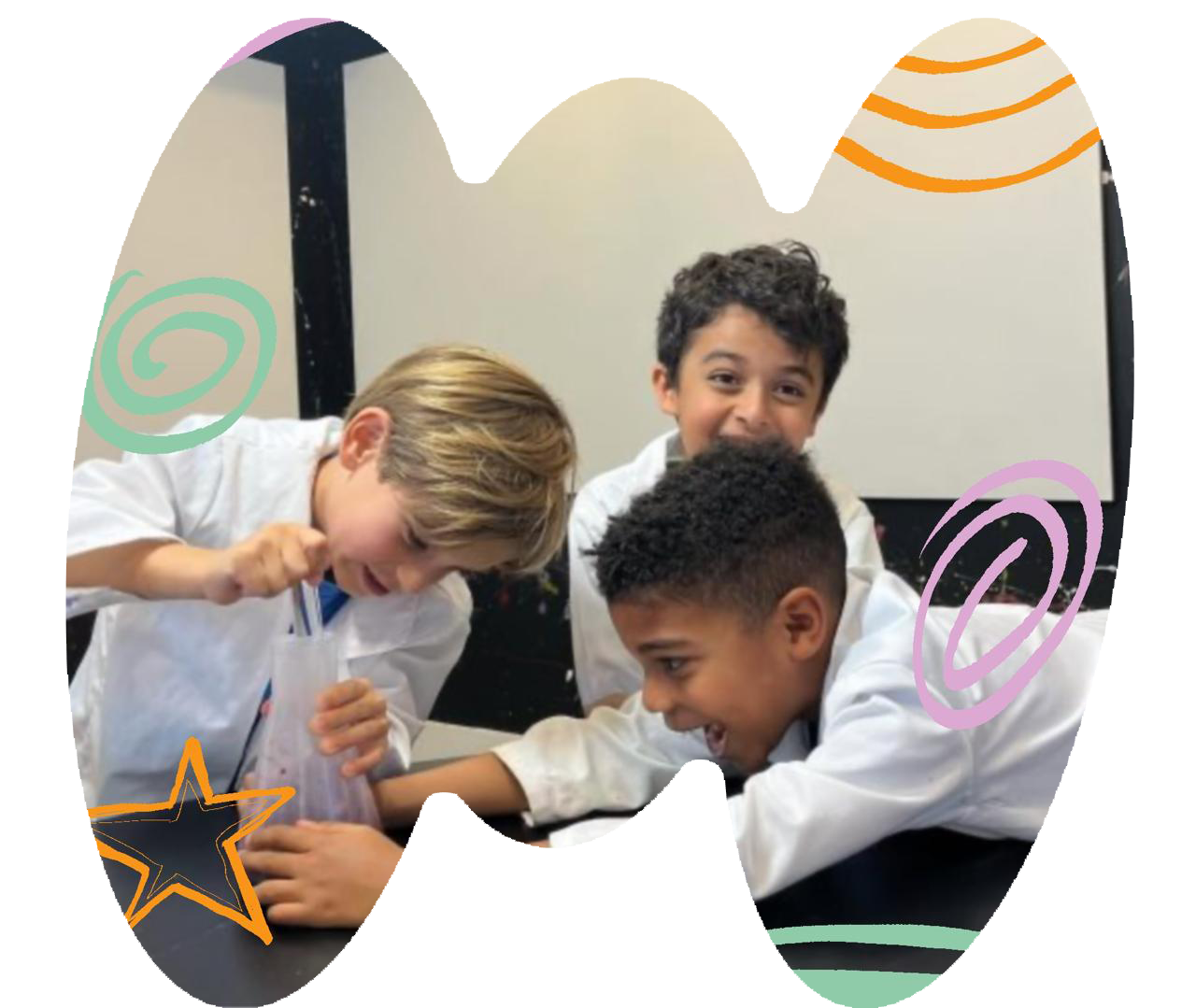 Students mixing an experiment