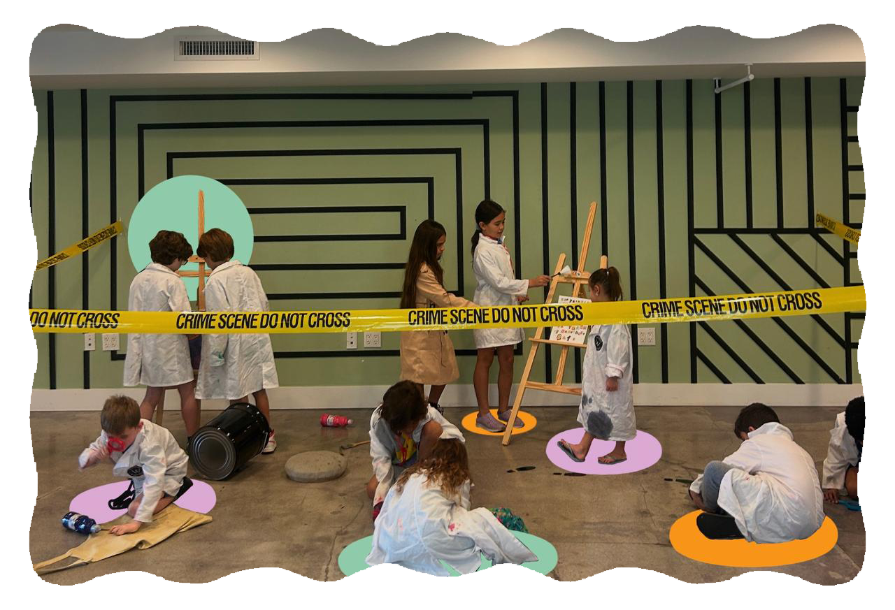 Students acting out a crime-scene investigation